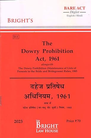 DOWRY PROHIBITION ACT, 1961 ALONGWITH RULES (DIGLOT) [ENGLISH / HINDI] [BARE ACT]