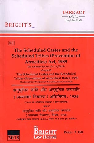 SCHEDULED CASTES & THE SCHEDULED TRIBES (PREVENTION OF ATROCITIES ACT, 1989 ALONGWITH RULES (DIGLOT) [ENGLISH/HINDI] [BARE ACT] [Paperback] BRIGHT BARE ACTS