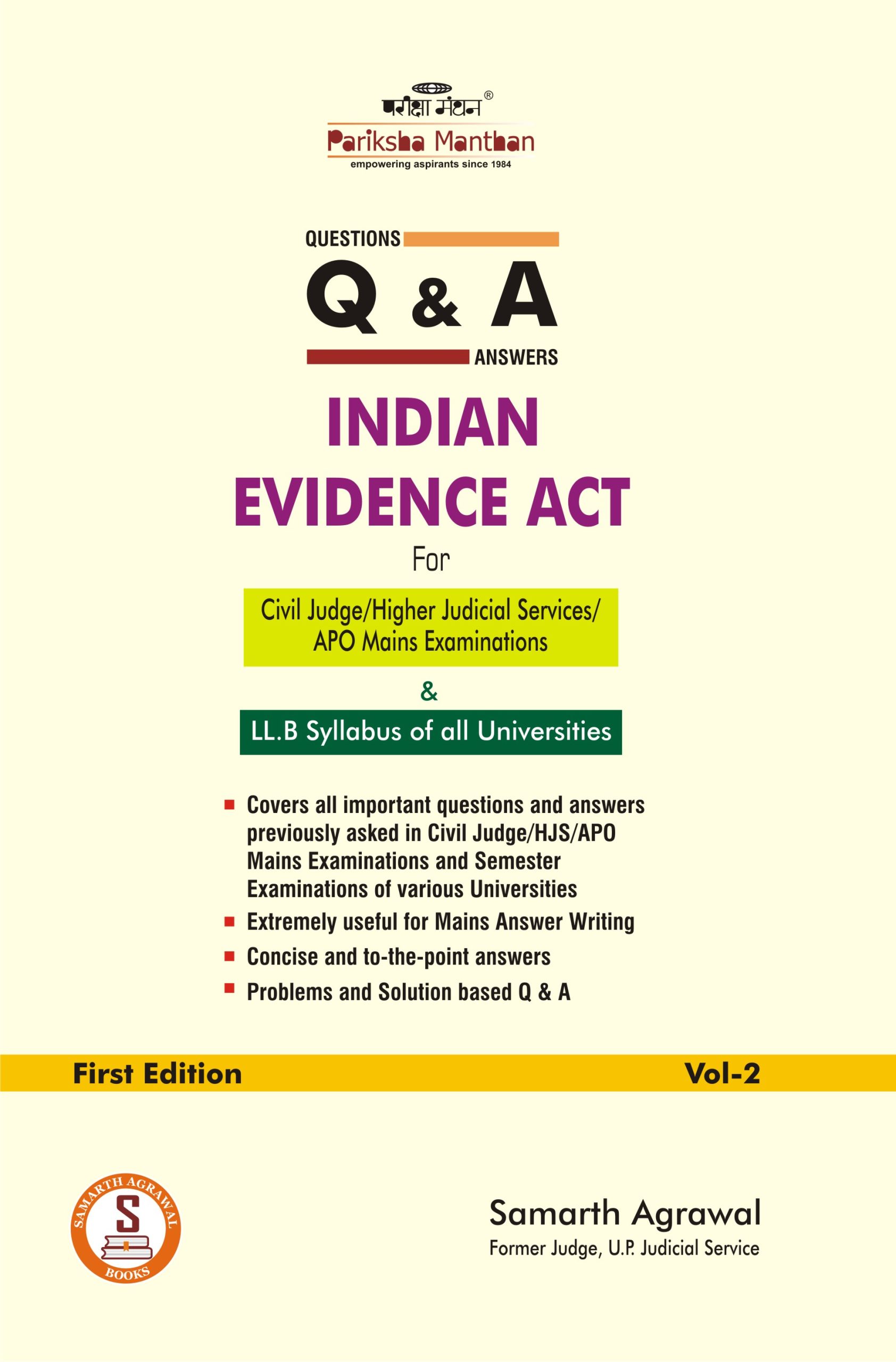 Indian Evidence Act (Question & Answers) For Civil Judge/Higher Judicial Services/APO Mains Examinations