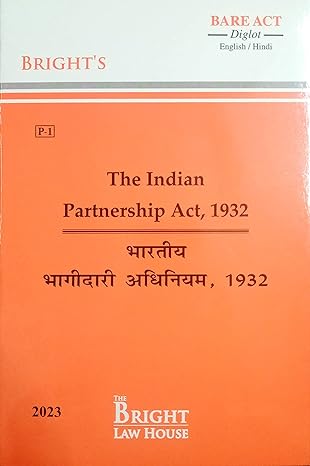 PARTNERSHIP ACT, 1932 [ENGLISH/ HINDI] (DIGLOT) [BARE ACT]